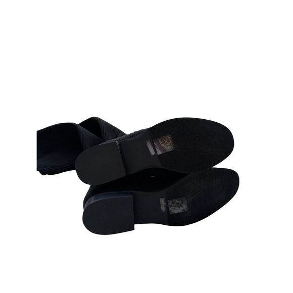 Chelsea Crew Rambler Tall Ribbed Boot Size 7.5 Black Stretch Pull Up Low Heel - Picture 7 of 7